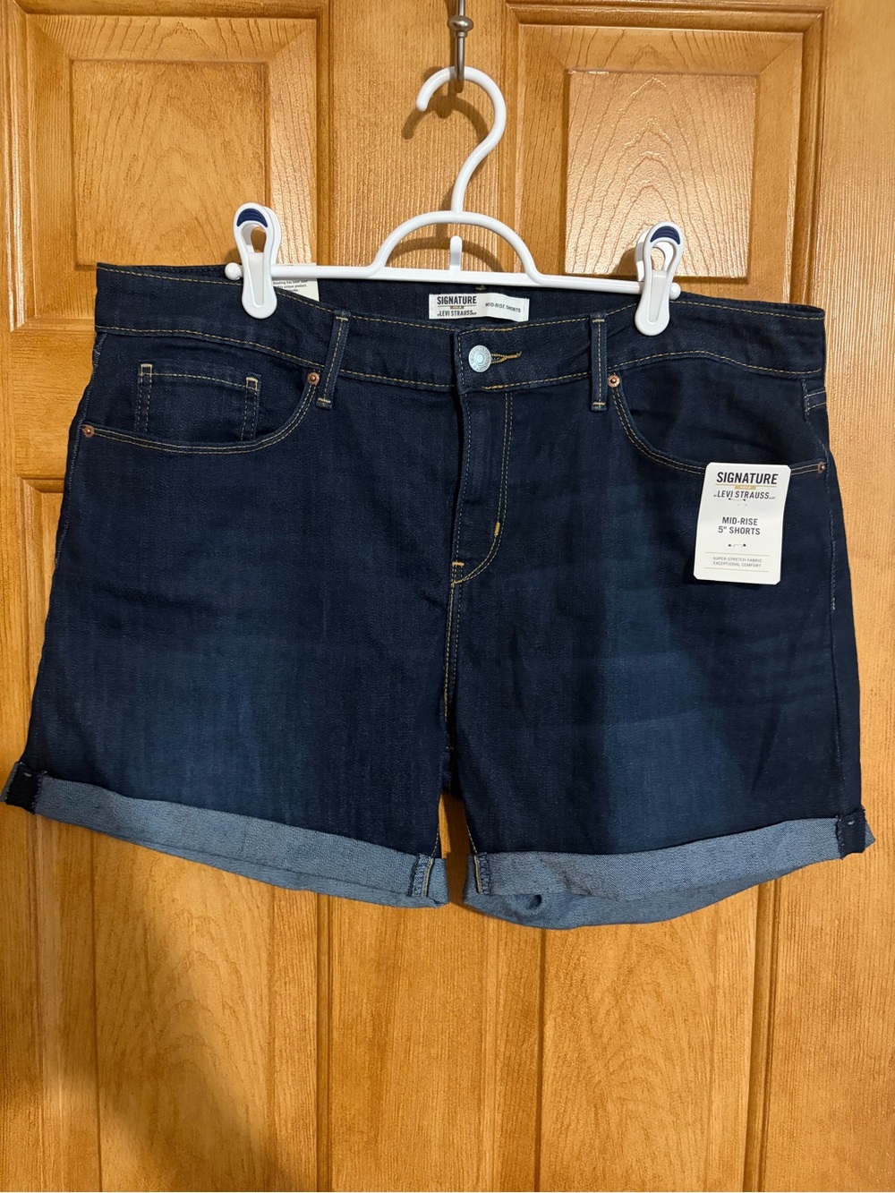 Signature Dark Blue Denim Roll-Cuff Women's Shorts